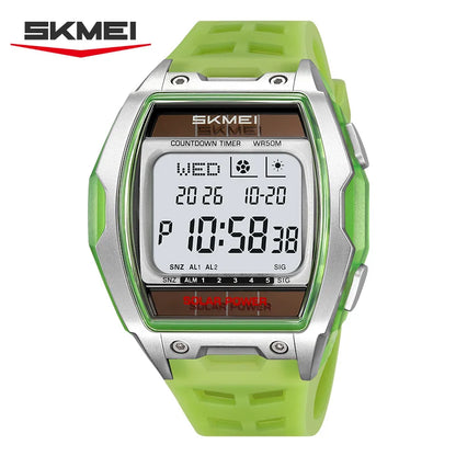 SKMEI 2750 Fashion Men Electronic Watch Solar Power Large Screen Luminous Calendar Multifunctional Outdoor Sport Watches for Man