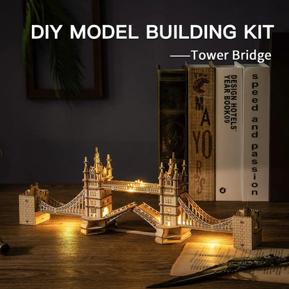 Robotime 3D Puzzle Wooden Kits DIY Tower Bridge Big Ben Set  Eiffel Tower Model Kit Home Decor Birthday Gifts