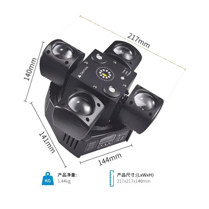 Mini Moving Head Stage Effect Light 4 Arm DMX Sound Control LED RGBW Beam Red Green Laser Strobe 3 in 1 For Disco DJ Party Bars