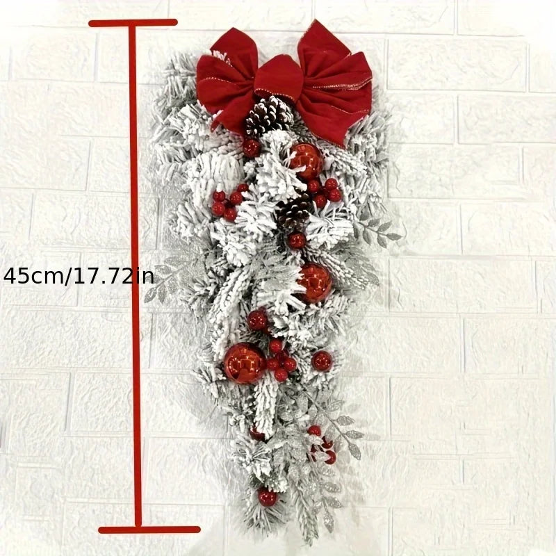 Christmas Wreath Rattan Set Christmas Decorations Bow Flower Garland For Front Door Hanging Christmas Ornaments New Year Decor