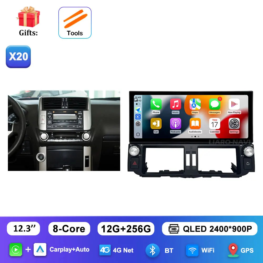 12.3 inch Ultra-thin Screen DSP Android 16 for Toyota Land Cruiser Prado 150 2010 - 2013 GPS Navi Car Radio Multimedia Player 4G