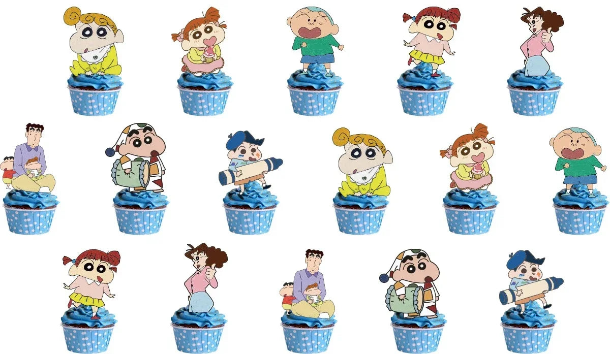 Crayon Shin-chan Birthday Party Disposable Paper plate Cake Topper Hanging Flag Crayon Shin-chan Balloon Birthday Decorations