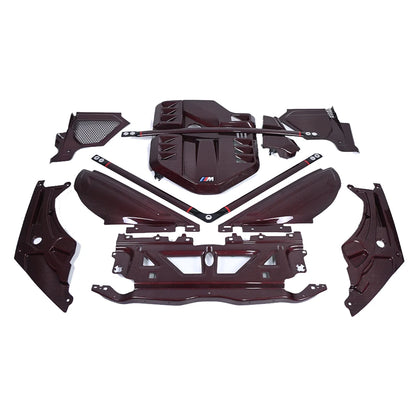 For BMW M2 M3 M4 G87 G80 G82 Genuine Dry Carbon Fiber Engine Bay Headlight Cover Lamp Eyebrow Cover Engine Bay Trim Set Body Kit
