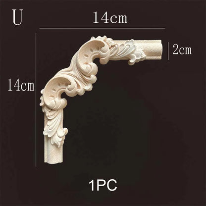 Natural Wood Corner Onlay Moldling European Style Home Decor Background Wall Applique Carved Figurine Living Room Decoration
