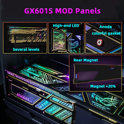 4pcs ASUS ROG GX601S Case Panel Magnet ATX PC Shroud 5V3PIN ARGB DATA Monitor DIY Gamers Refit Chassis Cabinet MOD New Arrival