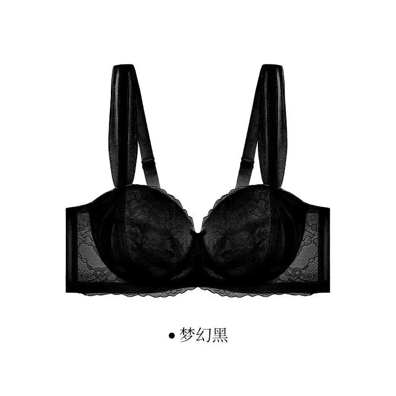 French Lace Bra for Women Big Chest Appears Small Push-up Bra Breast Collection Top Up Anti Sagging Large Size Lingerie GT8907