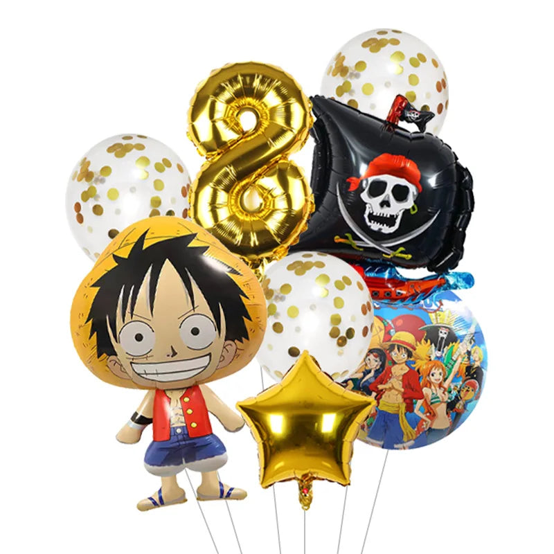Anime One Piece Aluminum Film Balloons Luffy Shape Foil Balloon Boys Birthday Party Decoration Items