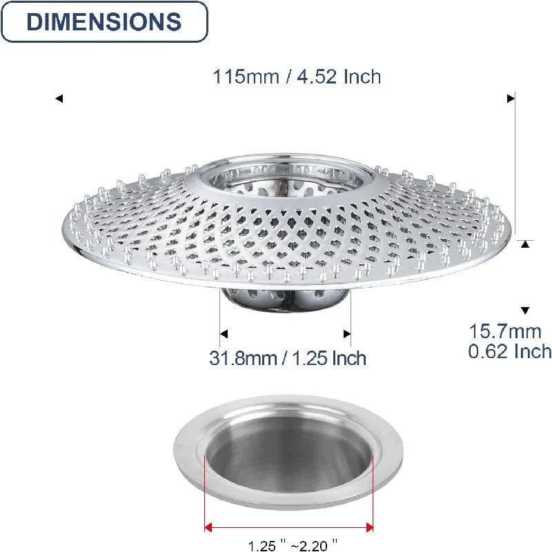 Detachable Drain Hair Catcher Catch Hair Alloy Shower Drain Hair Stopper Bathroom Sink Strainer Tub Drain Protector
