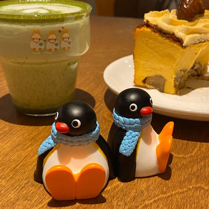 Cute Pingus Penguin Family Doll Ornaments Car Decoration Figure Collectible Model Statue Boy Girl Toy Gift With Seamless Pasting