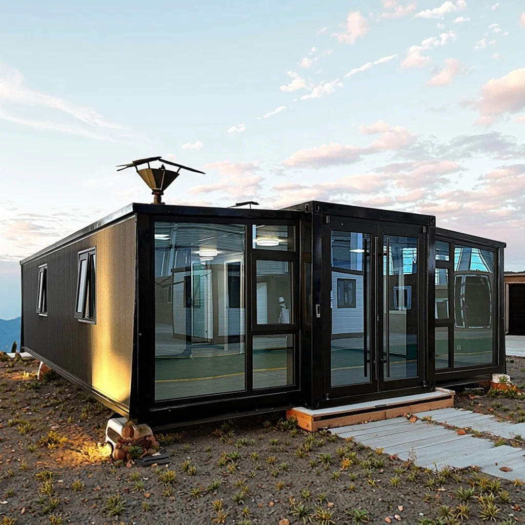 Customized Portable 2 Bedroom Steel Mobile Home Double Wing Folding Container House with Full Equipment Fast Assembly