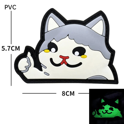 Cartoon Cat embroidery patch mouse luminous PVC Hook Loop armband outdoor DIY backpack Tactical Patches Backing
