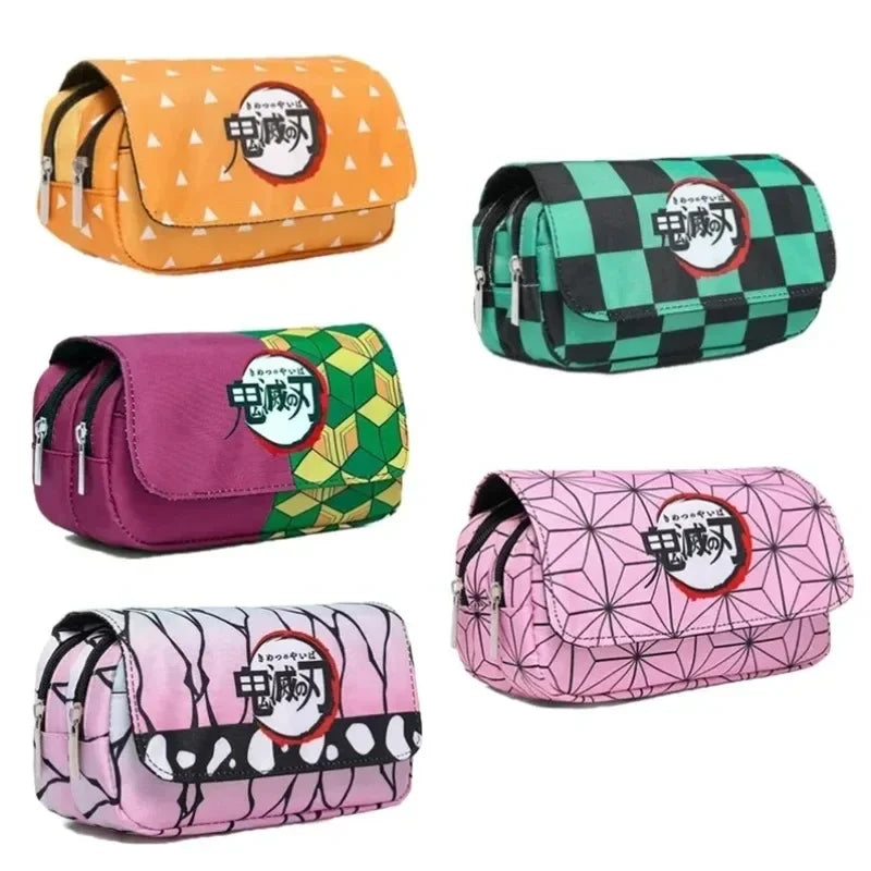 Demon Slayer 3D Anime Pen Bag Student Storage Bag Tanjirou Nezuko Zenitsu Giyuu Cartoon Pen Box Cute Boys Girls Pencil Case.