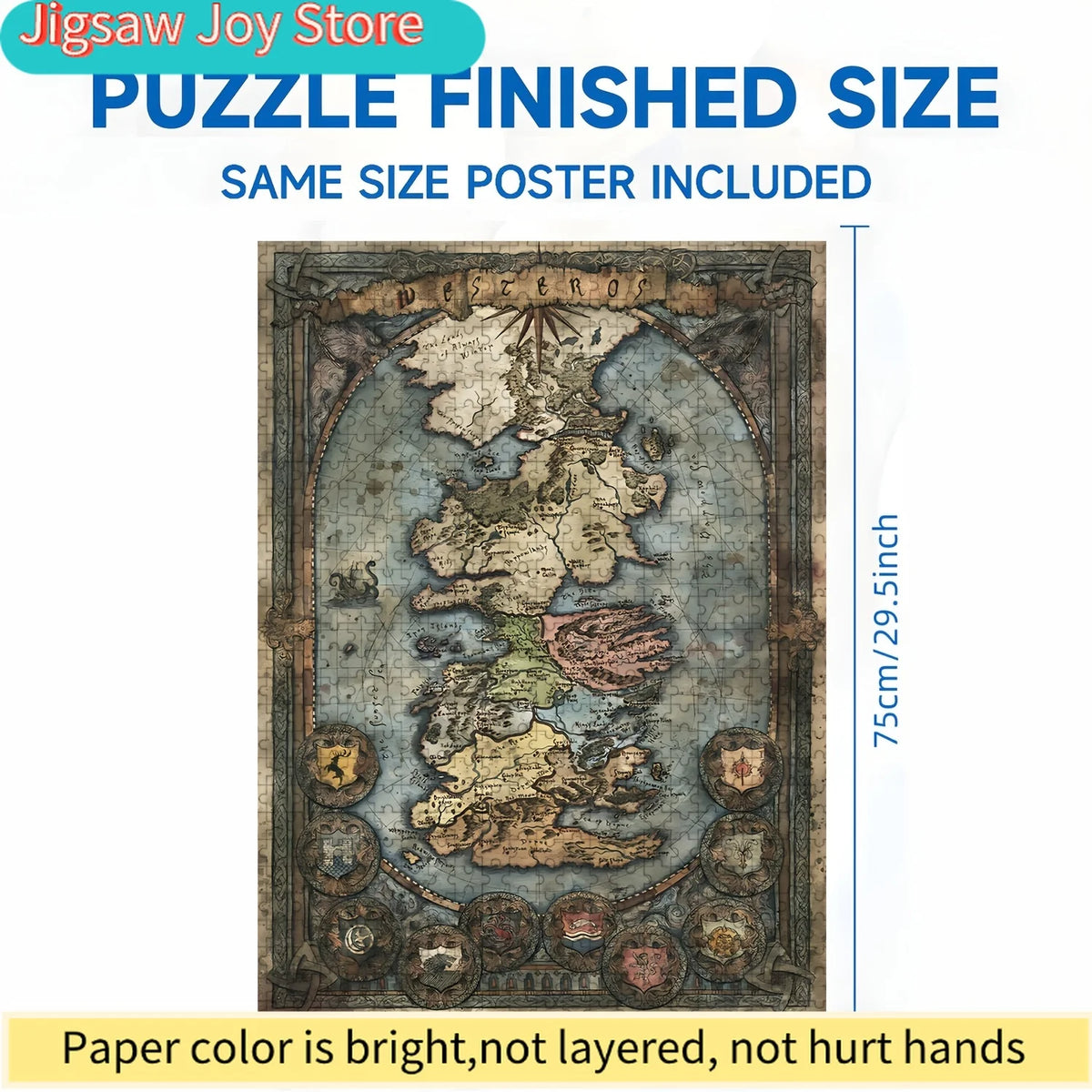 A  Puzzle Featuring a Seamless Map of Westeros, Perfect for Puzzle Enthusiasts. Ideal for Family Events Such As Halloween, Chr