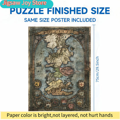 A  Puzzle Featuring a Seamless Map of Westeros, Perfect for Puzzle Enthusiasts. Ideal for Family Events Such As Halloween, Chr