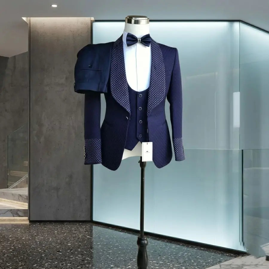 Plaid Men Suits 3 Pieces Luxury Beaded Wedding Tuxedo Slim Fit Groom Prom Party Blazer Vest Pants Set for Men 2026 New Arrival