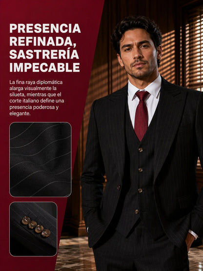 ST Cassy High-Quality Black Striped Suit Slim Fit Luxurious and Elegant Men's Business Suit Wedding Fashion Clothing 3-Piece Set