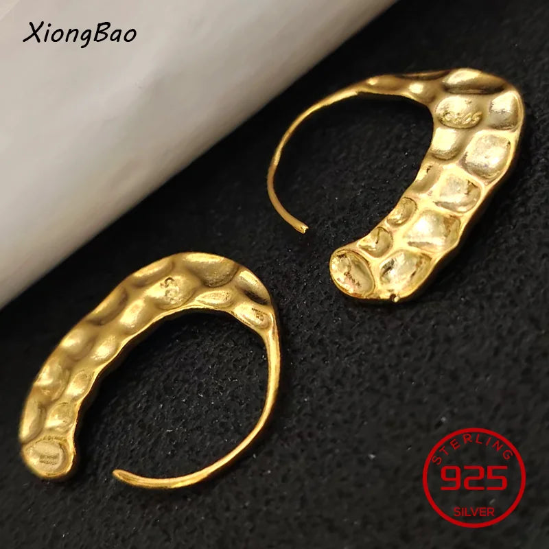 925 Sterling Silver Geometry Asymmetric Earring for Women Girl Simple Office Jewelry Gift Dropshipping