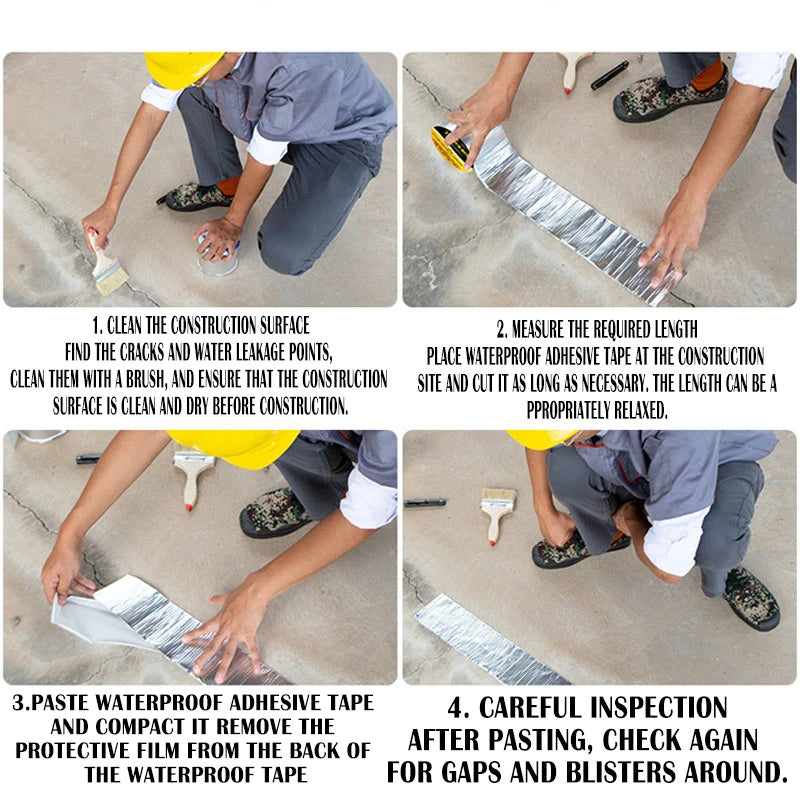 Waterproof Tape High Temperature Resistance Aluminum Foil Thicken Butyl Tape Wall Pool Roof Crack Duct Repair Sealed Self Tape
