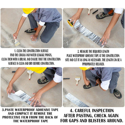 Waterproof Tape High Temperature Resistance Aluminum Foil Thicken Butyl Tape Wall Pool Roof Crack Duct Repair Sealed Self Tape