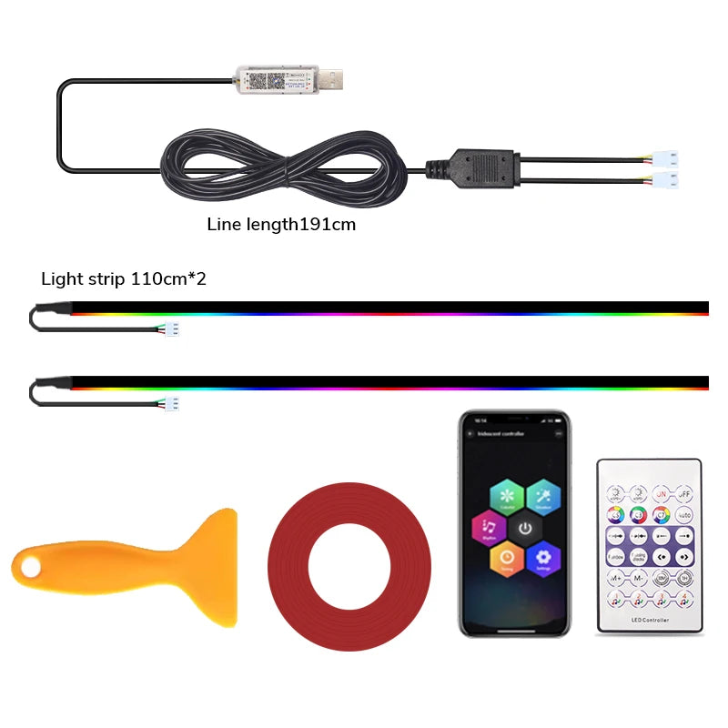 RGB USB Car Interior Decorative Lamps Strips Atmosphere Lamp Skylight Ambient Light App Remote Control Atmosphere Lamp Universal