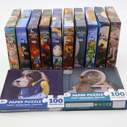 100 Pieces Jigsaw Puzzle Assembling Picture Dog Animals Decompression Puzzles Toy for Adult Children Kids Educational Gifts