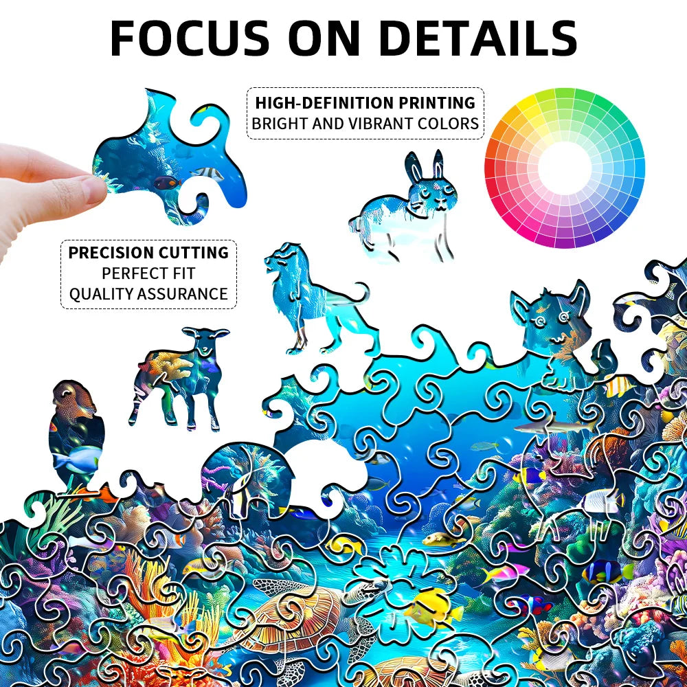 Wooden Puzzle - Adult Unique Alien Advanced Wooden Puzzle Gift - Happiness Tree, Ocean World Animal Jigsaw Puzzles Family Game