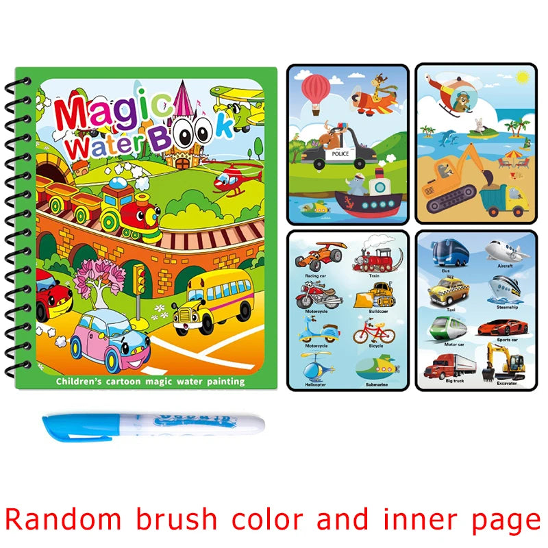1Set Magic Water Drawing Book for Kids Reusable Water Coloring Book with Pen No Mess Painting Pad Early Educational Learning ZYF