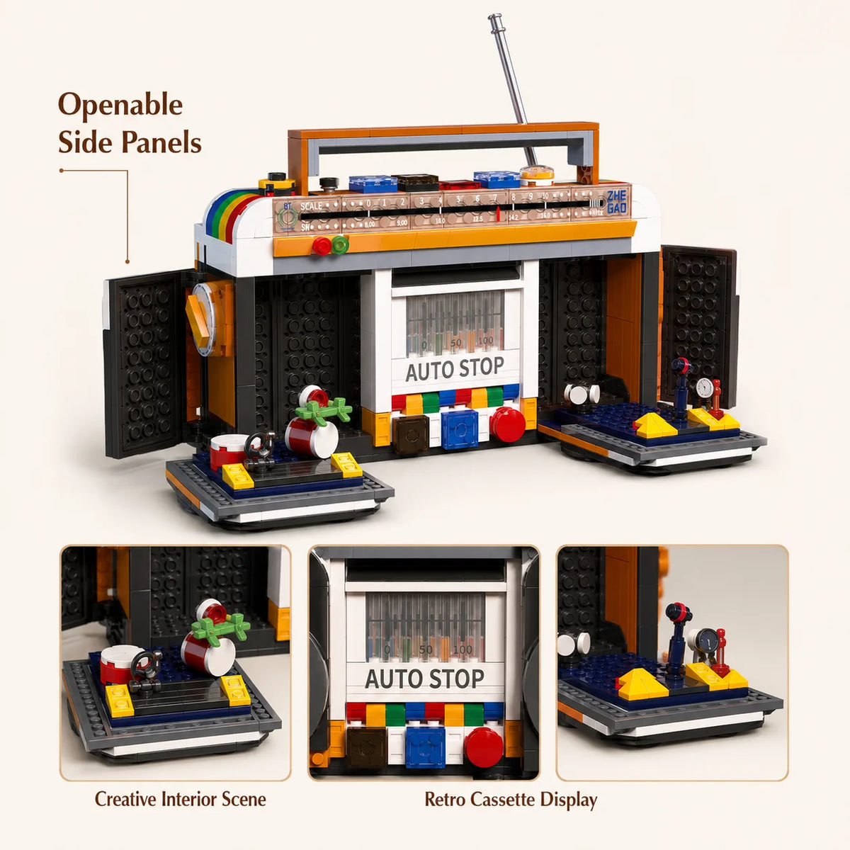 554PCS Color Radio Model Building Blocks Retro Small Home Appliances Assembly Bricks DIY Toys Desktop Deco Adult Holiday Gift
