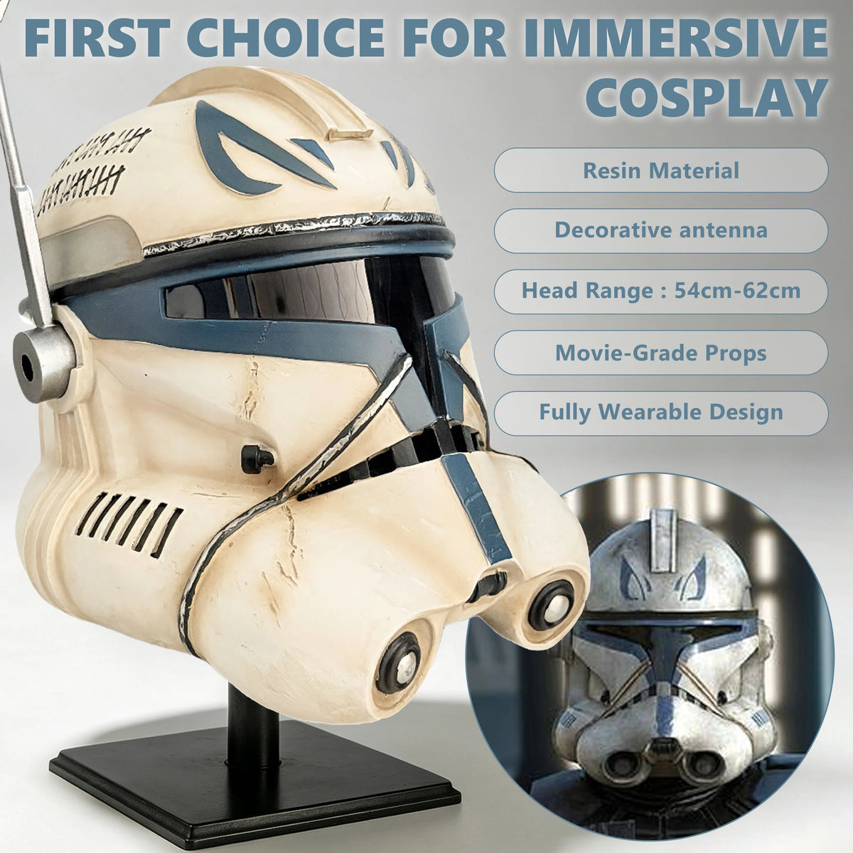 Captain Rex Helmet SW Clone Trooper Phase 2 Cosplay Mask Resin Prop Adult Wearable Halloween Costume Game Collectible Gift