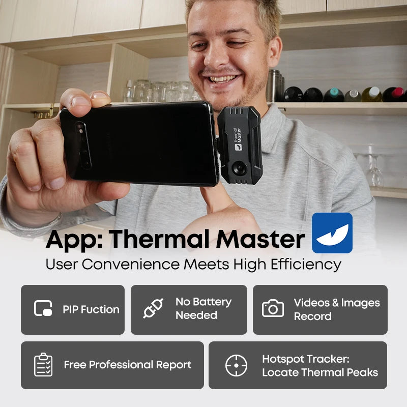 (for iPhone&Android) P1 Android Thermal Camera for iPhone 320*240 X³IR Resolution 600℃ 25Hz HVAC House Inspection Camera