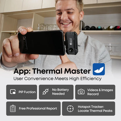 (for iPhone&Android) P1 Android Thermal Camera for iPhone 320*240 X³IR Resolution 600℃ 25Hz HVAC House Inspection Camera