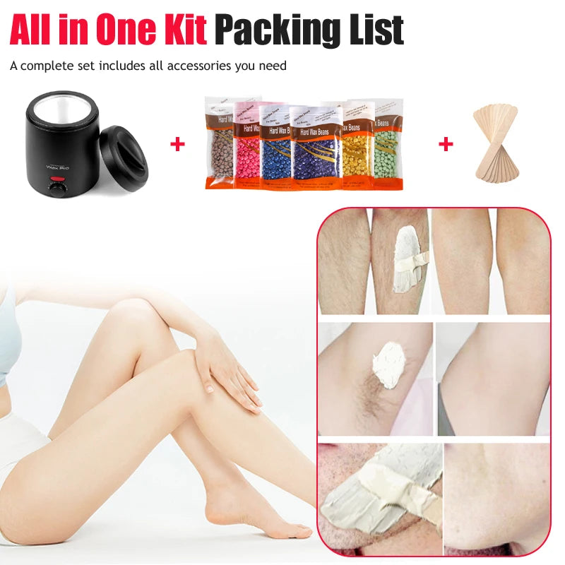 200ml Wax Melting Machine + 100g/200g /300g Wax Beans Set, Wax Heating, Wax Hair Removal And Wax Therapy Machine Wax Melting Pot