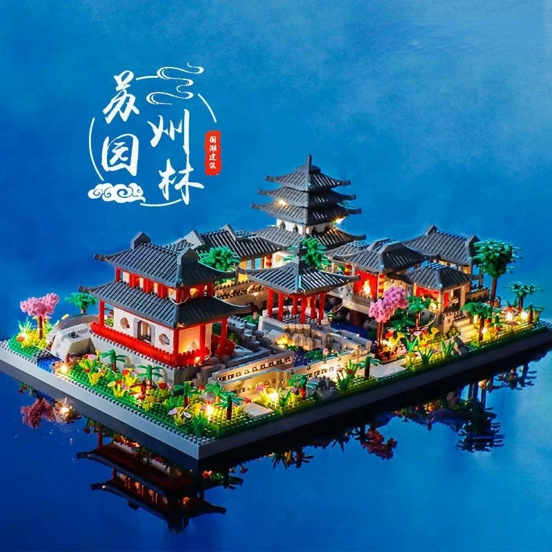 Chinese Traditional Suzhou Classical Yard Garden Temple Building Block 3900+Pcs Mini Assembled Bricks Construction Toys