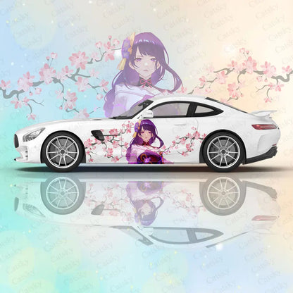 Genshin Impact Raiden Shogun Anime Car Body Stickers Anime Itasha Car Side Decal Sticker Car Body Sticker Car Body Decor Sticker