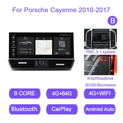12.3 Inch For Porsche Cayenne 2010-2018 Android 15 8-Core 8G+256G Car Multimedia Player Stereo Receiver Radio GPS 4G Carplay