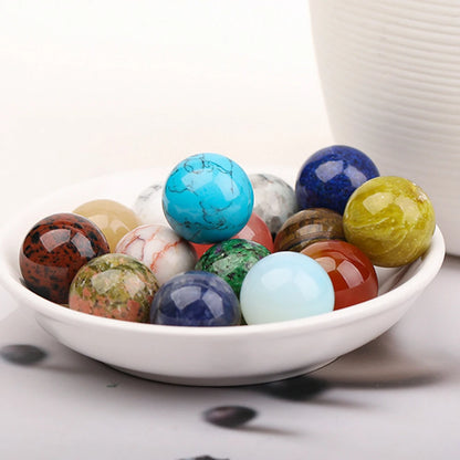 16mm Natural Crystal Ball No Hole Beads, Polished Agate Gemstone Sphere Bulk for DIY Jewelry Crafts Home Decor Gifts