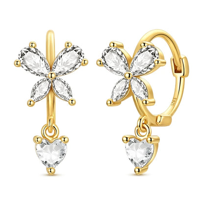 Original 925 Sterling Silver Earrings Sparkling Shining Dreamy Butterfly Hoop Earring for Women Girl Party Birthday Jewelry Gift