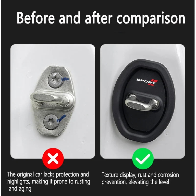 4-Piece Universal Car Silicone Door Lock Buckle Protector | Anti-Collision, Shock-Absorbing & Mute Buffering Pad