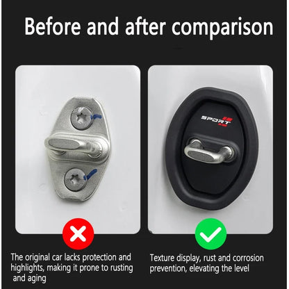 4-Piece Universal Car Silicone Door Lock Buckle Protector | Anti-Collision, Shock-Absorbing & Mute Buffering Pad