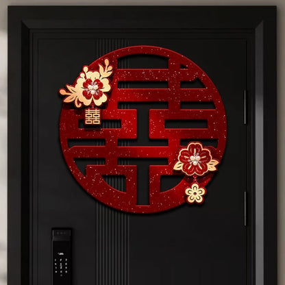 1/4Pcs Chinese Wedding Double Happiness Wall Sticker Non-Woven Fabric Stickers For Bedroom Door Window Wedding Decoration