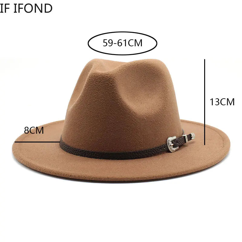 British Style Felt Jazz Fedora Hat 59-61CM Size Panama Trilby Hats for Women Men Gentleman Wedding Party Hat
