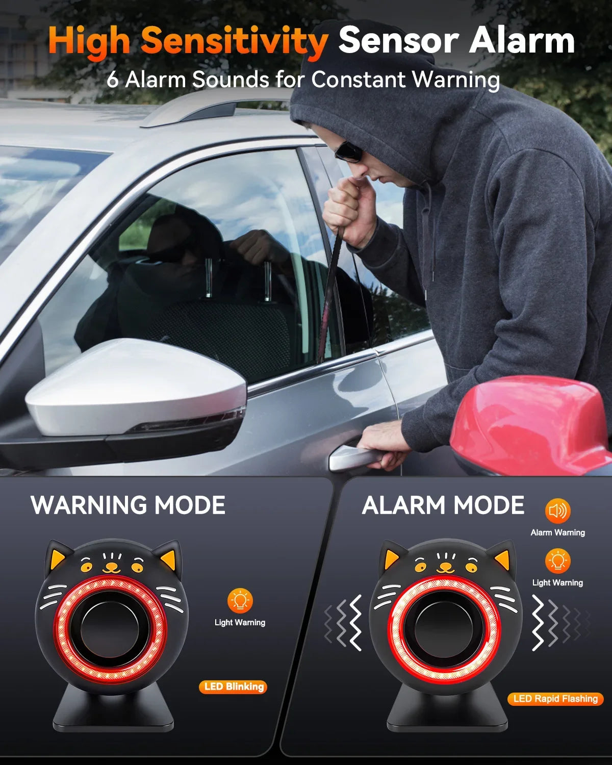 Extractme 120dB Wireless Car Alarm Automobile Protection System Device 3-Levels Sensitivity Vehicle Alarm System Car Accessories