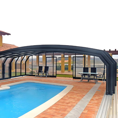 Any Size Custom Curved Tempered Glass Villa Luxury Sunroom Four Seasons Insulated Thermal Break Weatherproof Windproof Rainproof