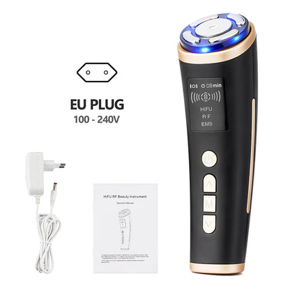 Home Use Mini HIFU Machine RF LED HIFU Ultrasonic Skin Tightening Facial Lifting Device Face Chin Neck Eye Anti Wrinkle Massager