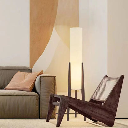 Nordic Retro Solid Wood Living Room Floor Lamp, Fabric Original Wood Floor Lamp, Room Decoration Lighting Floor Lamp