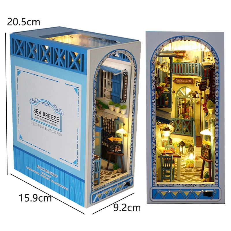 Magical DIY Book Nook Kits Miniature Doll House With LED Light 3D Puzzles Building Wooden Bookshelf Bookend Toy For Adults Gifts