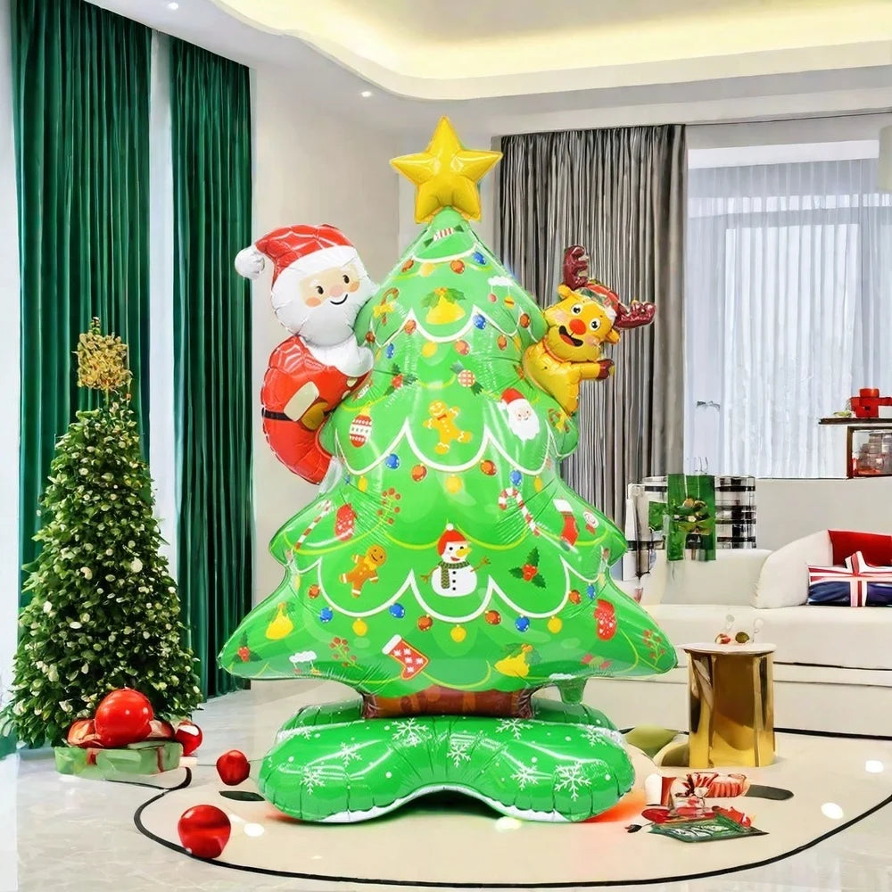 3D Large Inflatable Christmas Tree Balloons Standing Xmas Tree Foil Ballons Merry Christmas New Year Party Home Decor Supplies
