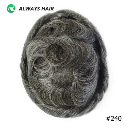 0.12-0.14mm PU Men Toupee Full Thickness Skin Indian Human Hair Men's Capillary Prothesis 130% Density Wig Man