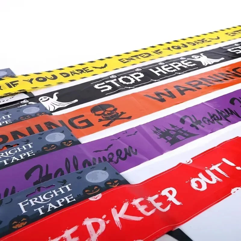 Halloween Warning Tape Safety Signs Caution Fright Crime Scene Tape Orange Yellow Red Caution Party Horror Scene Decor Supplies