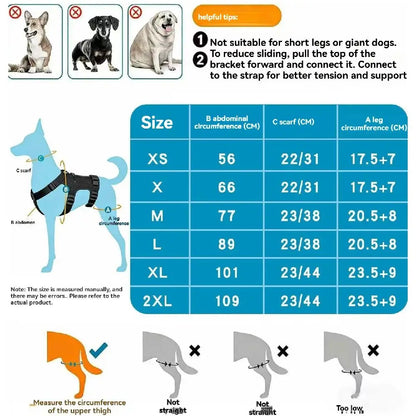 Adjustable Dog Knee Brace Anti-Licking Comfortable Fit Elbow Protection Cover Black with 4 Stabilizers Dog Rear Leg Brace